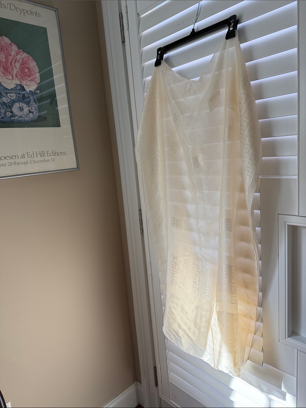 Givenchy Sheer Ivory Logo-Pattern Silk Scarf